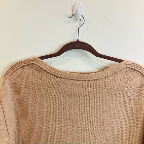 WILFRED SZ S 100% Merino Wool Blush Ribbed Detail Boat  Neck Sweater Hi Low Hem - Picture 4 of 11